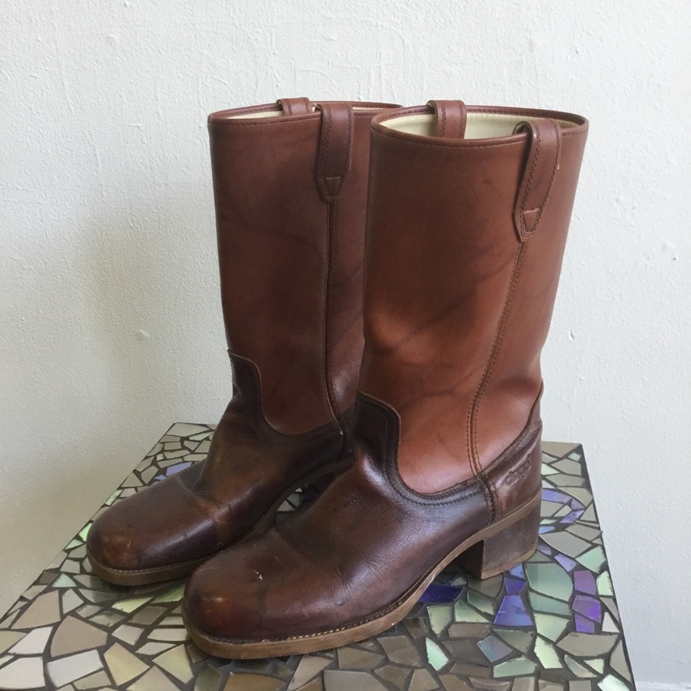 1970s leather cowboy boots